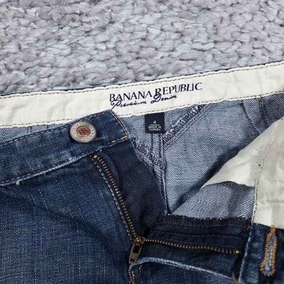 Banana Republic Y2K Denim Carpenter Skirt Raw Hem Women's Size 4 Knee Length - Picture 4 of 9